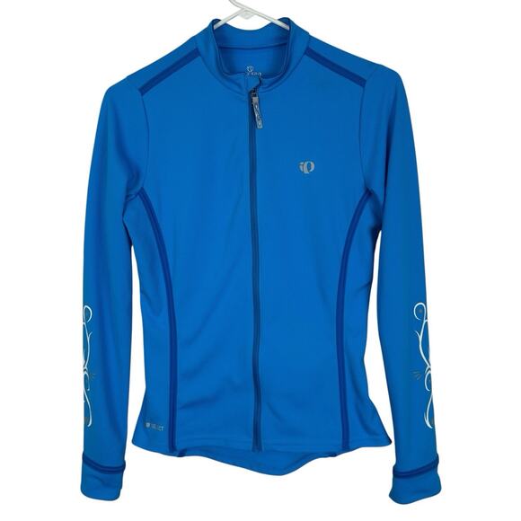 Pearl Izumi Elite Cycling Jersey Women Medium Blue Full Zip Long Sleeve Pocket - Picture 1 of 13
